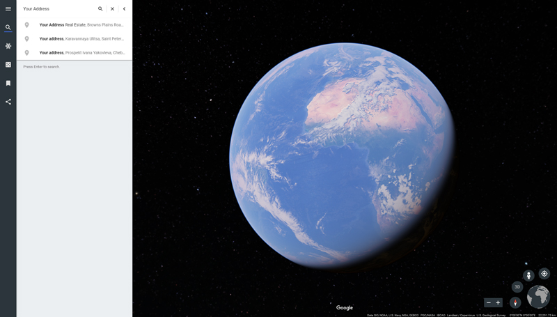 Google Earth Search box